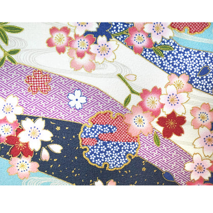 Japanese Fabric Panel – Sakura blossoms & Wave Design , traditional wall art