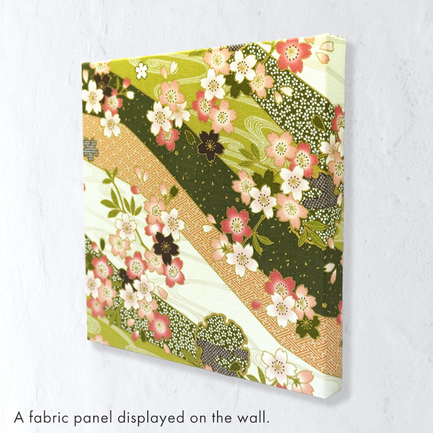 Japanese Fabric Panel – Sakura blossoms & Wave Design , traditional wall art