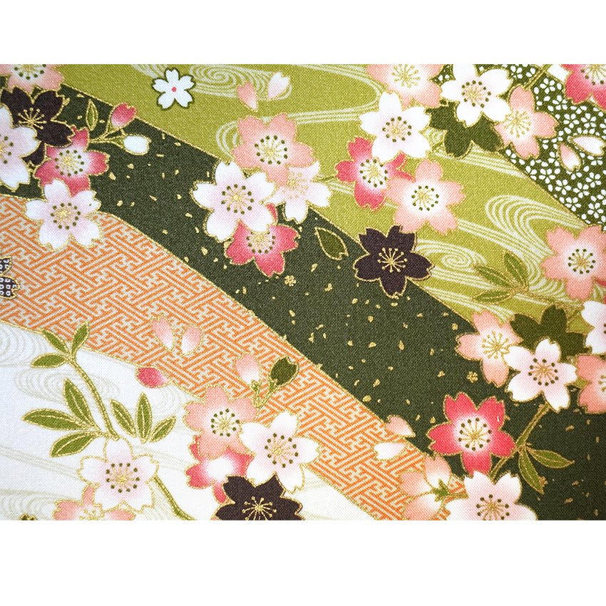 Japanese Fabric Panel – Sakura blossoms & Wave Design , traditional wall art