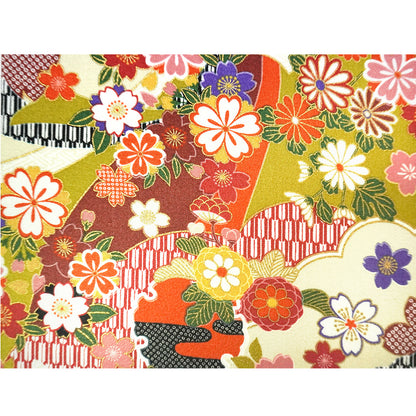Japanese Fabric Panel – Sakura blossoms & Chrysanthemum Design, traditional wall art