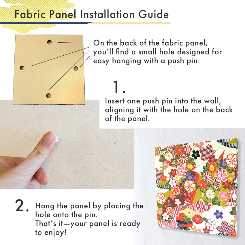 Japanese Fabric Panel – Sakura blossoms & Chrysanthemum Design, traditional wall art
