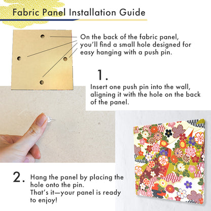 Japanese Fabric Panel – Sakura blossoms & Chrysanthemum Design, traditional wall art