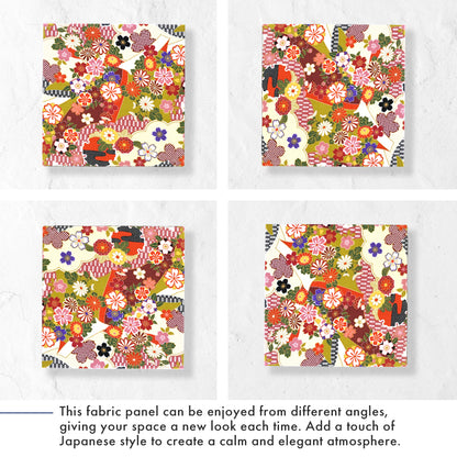 Japanese Fabric Panel – Sakura blossoms & Chrysanthemum Design, traditional wall art