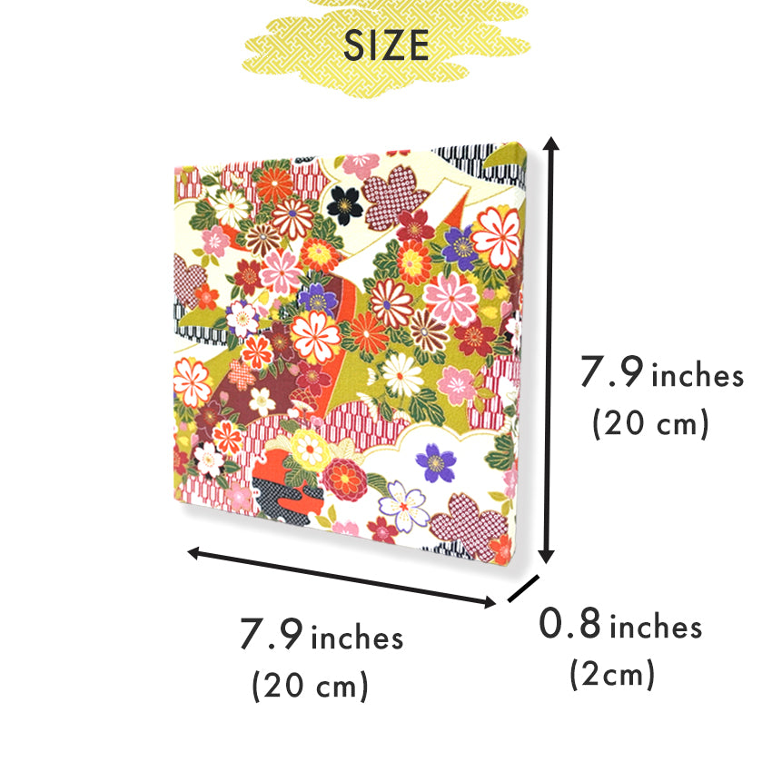 Japanese Fabric Panel – Sakura blossoms & Chrysanthemum Design, traditional wall art