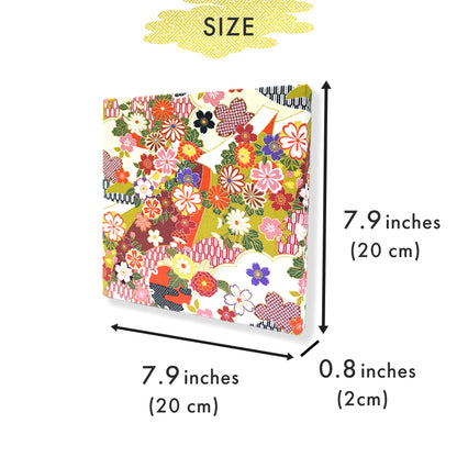 Japanese Fabric Panel – Sakura blossoms & Chrysanthemum Design, traditional wall art