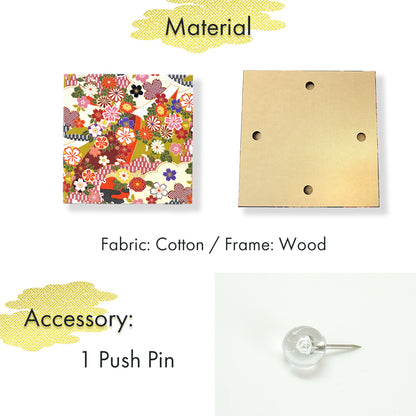 Japanese Fabric Panel – Sakura blossoms & Chrysanthemum Design, traditional wall art