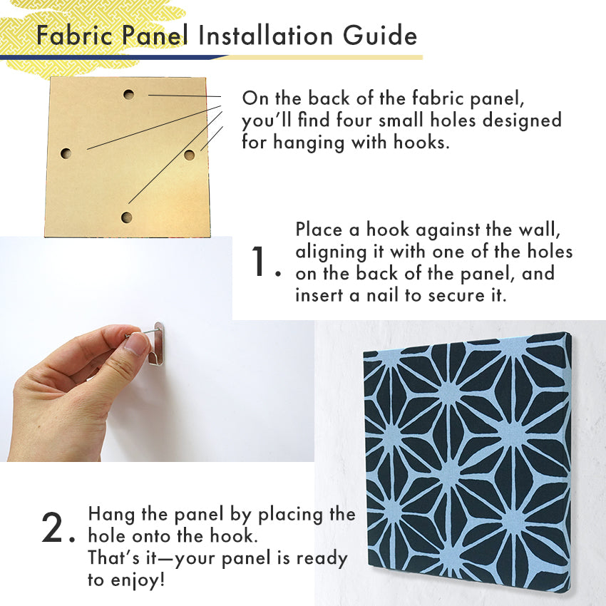 Japanese Fabric Panel – Hemp leaf pattern , Asanoha Design, traditional wall art