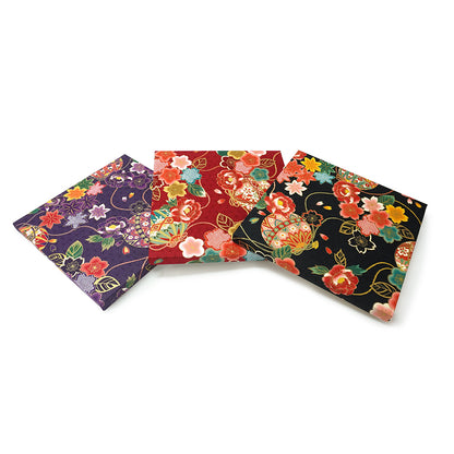 Japanese Fabric Panel – Floral Temari Balls, maple leaves & Sakura blossoms pattern, traditional wall art