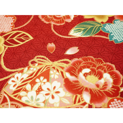 Japanese Fabric Panel – Floral Temari Balls, maple leaves & Sakura blossoms pattern, traditional wall art