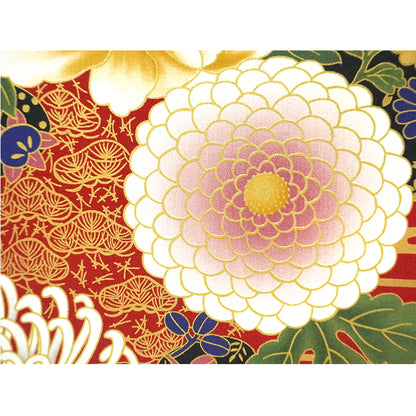 Japanese Fabric Panel – Grand Blossom-Large Chrysanthemum, Autumn Maple Leaves, Peacock & Crane pattern, traditional wall art
