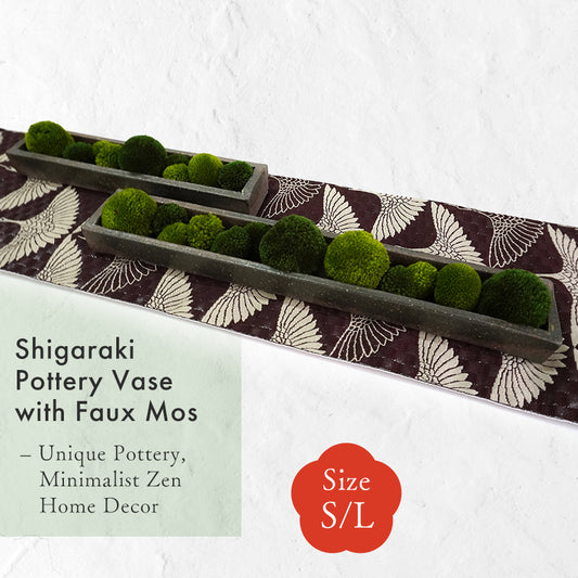 Japanese Shigaraki Pottery with Faux Moss – Zen-Inspired Decorative Piece