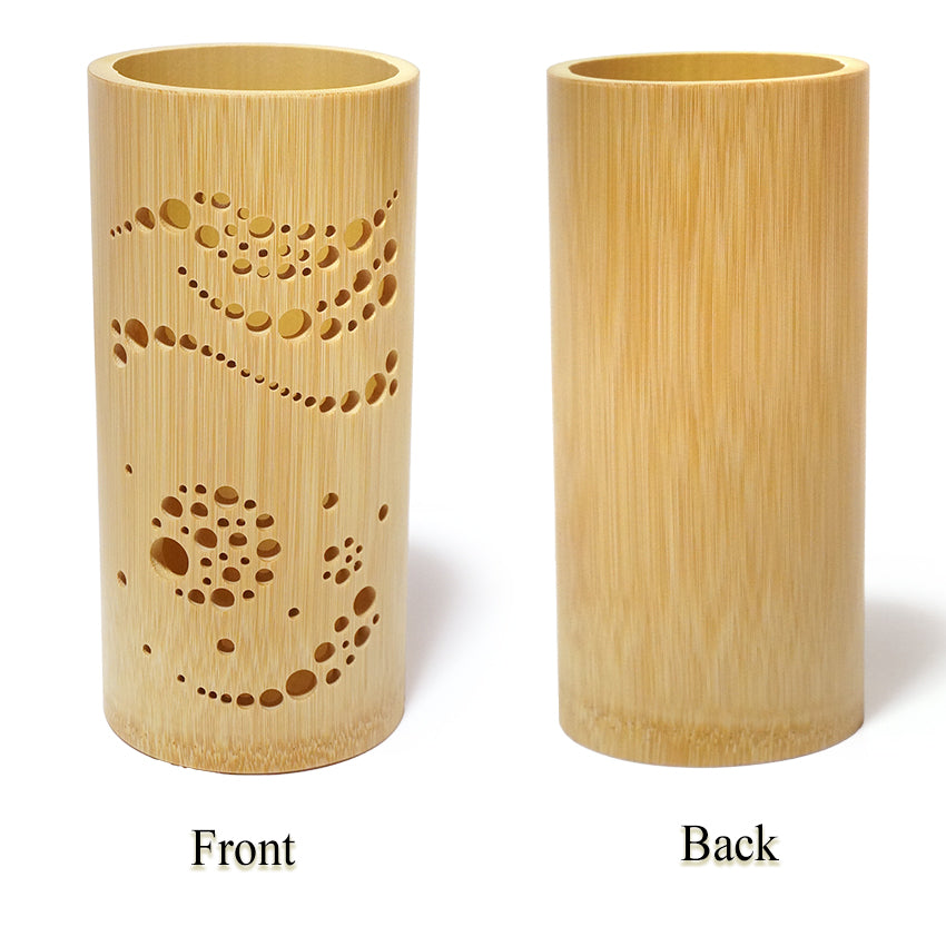 Bamboo Ambient Lamp  ”Izayoi Moonlight” – Japanese Handcrafted Zen Decor, Natural Bamboo Mood Lantern with LED Candle