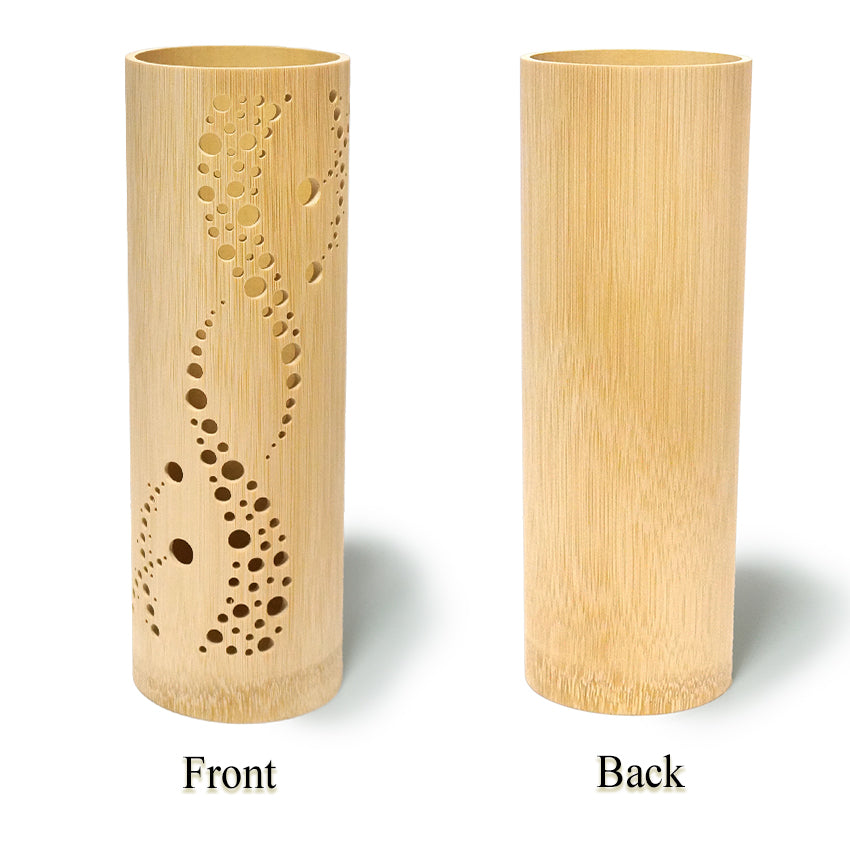 Bamboo Ambient Lamp ”Sai Colors” – Japanese Handcrafted Zen Decor, Natural Bamboo Mood Lantern with LED Candle