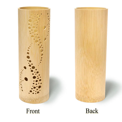 Bamboo Ambient Lamp ”Sai Colors” – Japanese Handcrafted Zen Decor, Natural Bamboo Mood Lantern with LED Candle